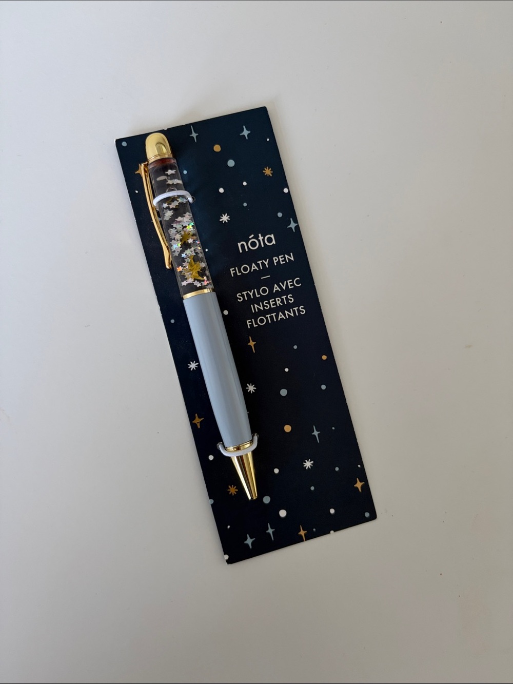 nōta Floaty Pen - Light Gray with Gold Accents